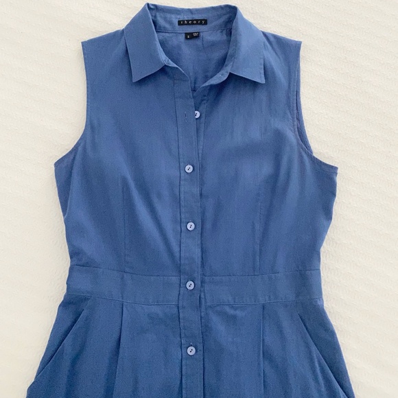 Theory Blue Sleeveless Shirt Dress - 2 - Picture 7 of 8